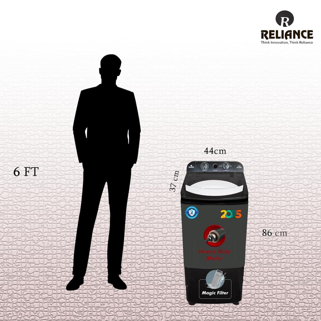 Reliance 7.5 Kg Semi-Automatic Washer (Grey & Black) — image 4