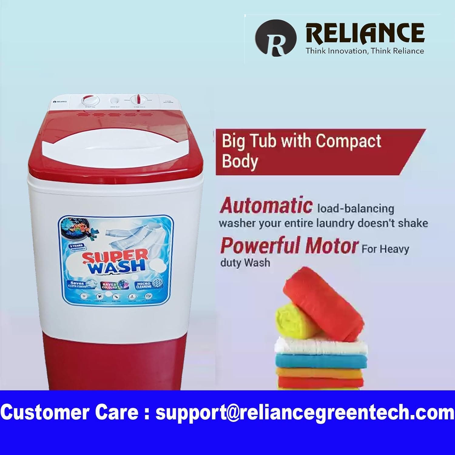 Reliance 7.5 Kg Semi-Automatic Top Load Washer (Red & White) — image 7