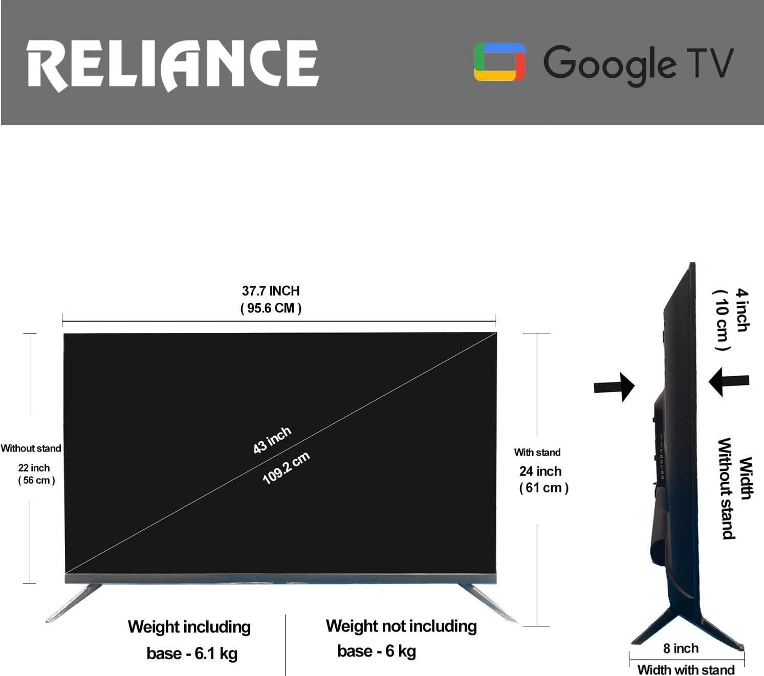 RELIANCE LED TV 43 INCH GTV 4K UHD RW43GD8676UHD — image 4