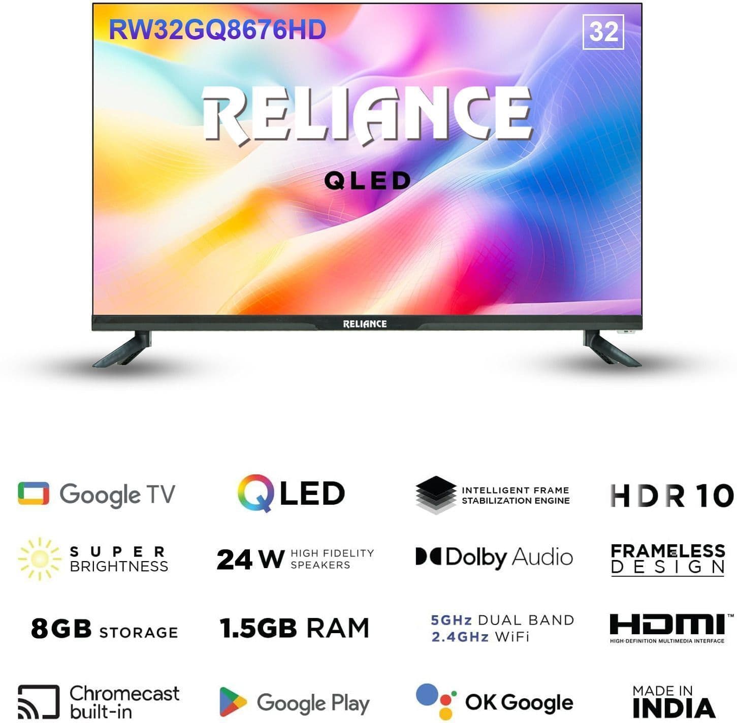 Reliance 80 cm (32 inch) QLED HD Ready Smart Google TV 2025 RW32GQ8676HD — image 2