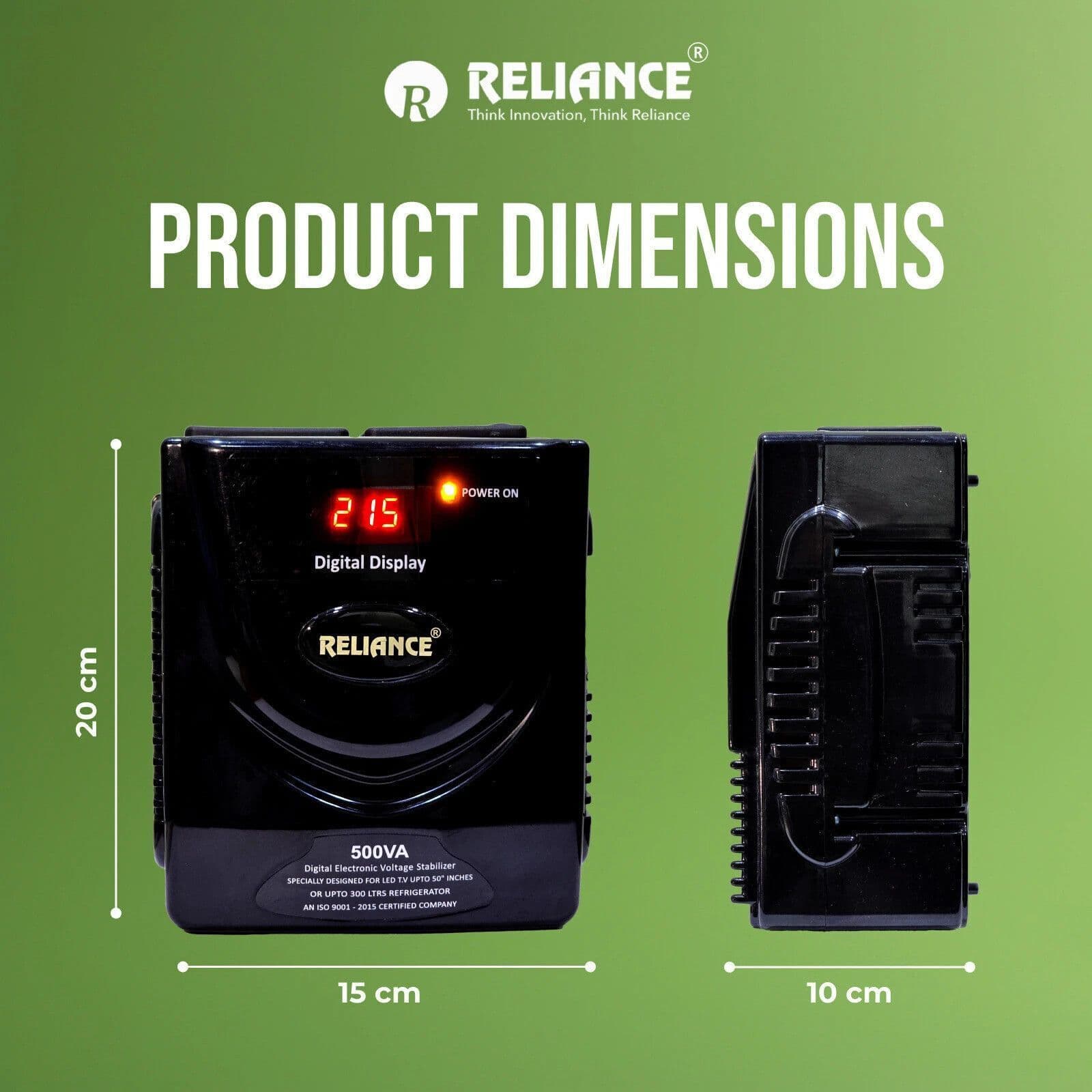 Reliance RST300B Automatic Voltage Stabilizer for LED TVs up to 50 Inches & Refrigerators up to 300 Litres – Black — image 3